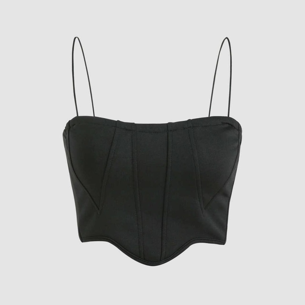 cider solid corset tank top in black